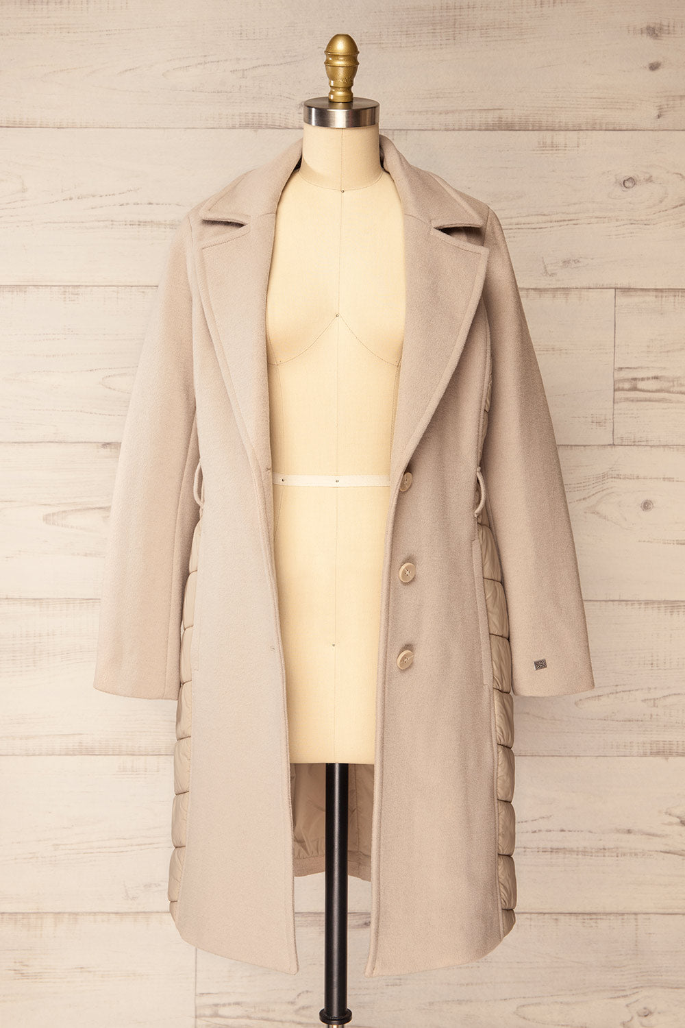 Hadeline Beige Slim-Fit Wool Coat | La petite garçonne open view