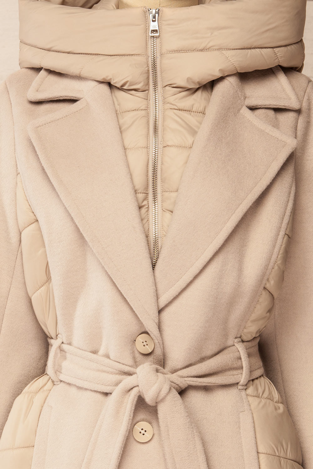 Hadeline Beige Slim-Fit Wool Coat | La petite garçonne front