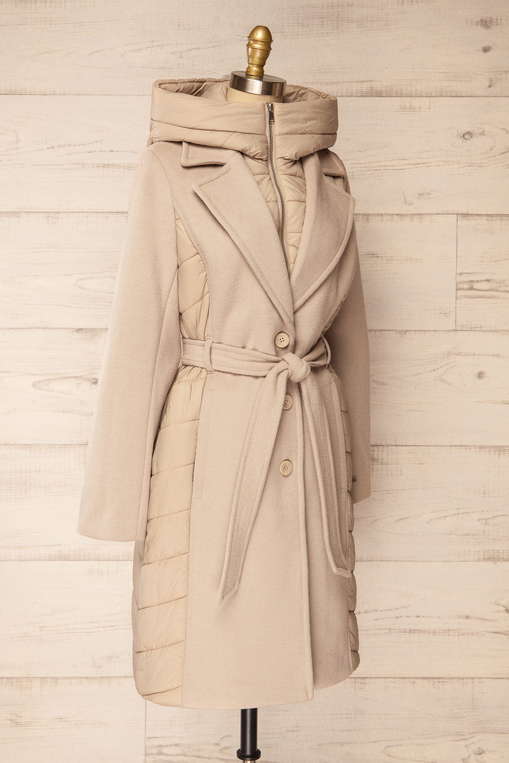 Hadeline Beige Slim-Fit Wool Coat | La petite garçonne side view