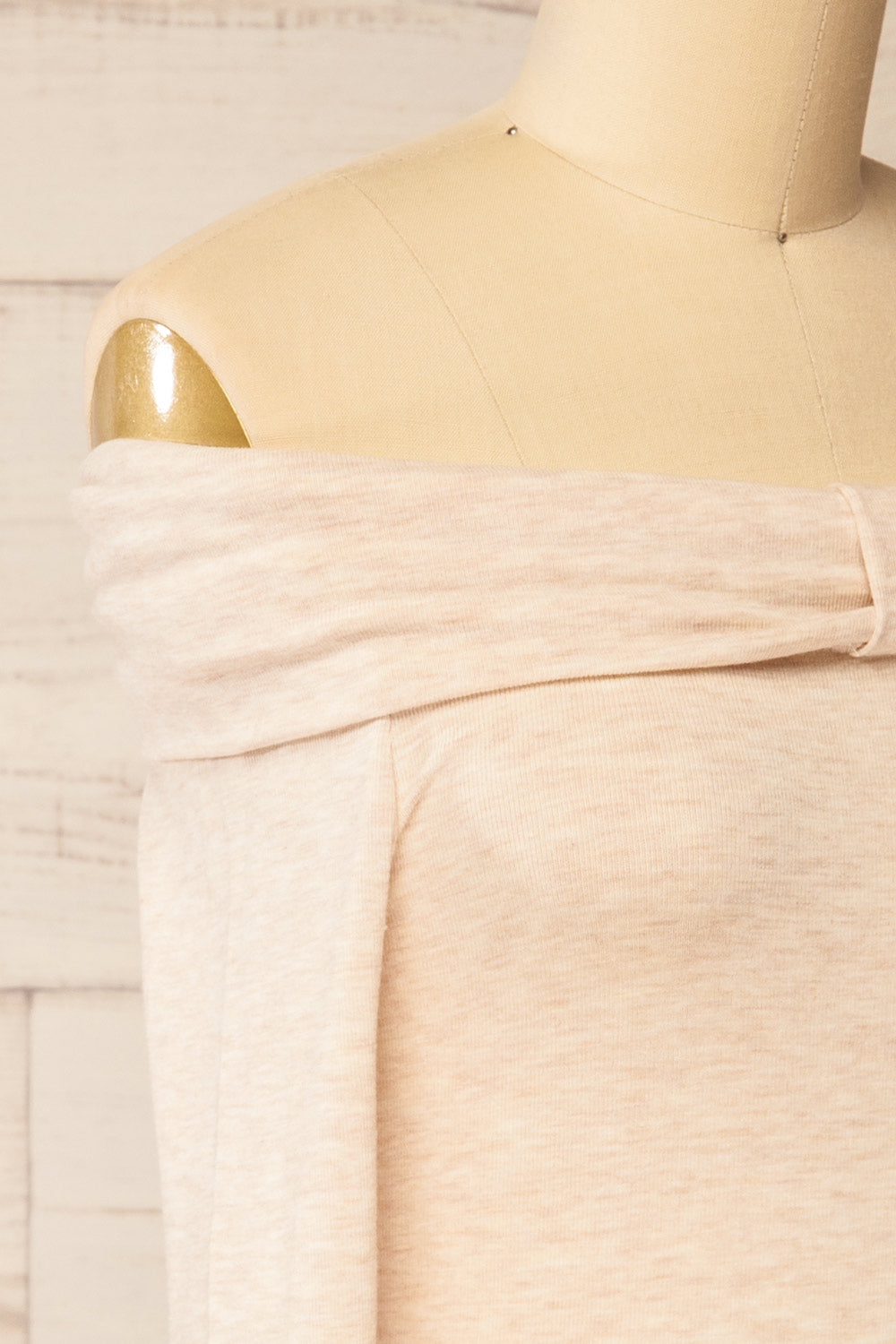 Haeju Beige Off-Shoulder Top w/ Bow | La petite garçonne  side