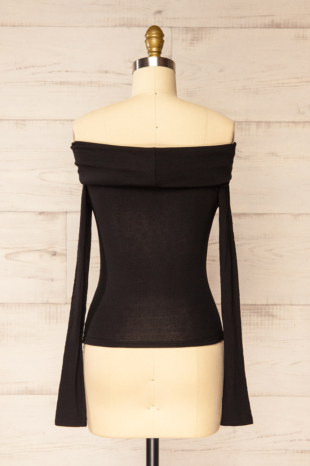 Haeju Black Off-Shoulder Top w/ Bow | La petite garçonne back view