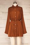 Haguenau Caramel Shirt Dress Style Romper | La petite garçonne front view