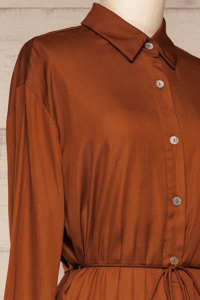Haguenau Caramel Shirt Dress Style Romper | La petite garçonne side