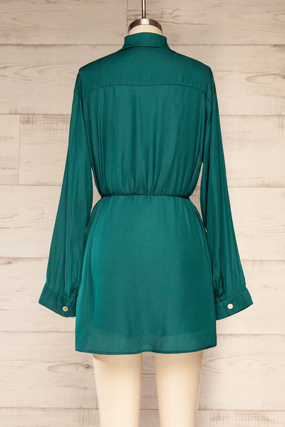 Haguenau Green Shirt Dress Style Romper | La petite garçonne back view