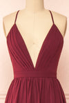 Haley Burgundy Low-Cut Chiffon Gown | Boutique 1861 front