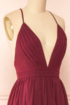 Haley Burgundy Low-Cut Chiffon Gown | Boutique 1861 side
