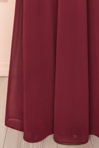 Haley Burgundy Low-Cut Chiffon Gown | Boutique 1861 bottom