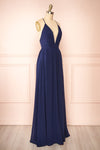 Haley Night Navy Gown with Plunging Neckline | Boutique 1861 side view