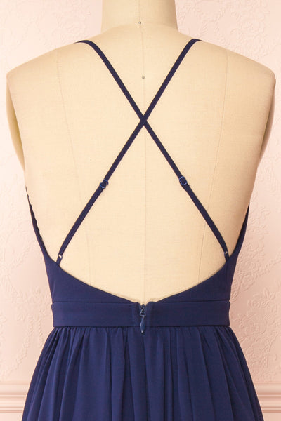 Haley Night Navy Gown with Plunging Neckline | Boutique 1861 back