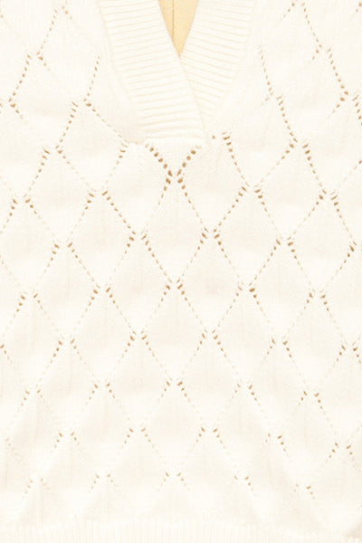 Hansel Cropped Ivory Polo Top w/ Diamond Pattern | La petite garçonne fabric