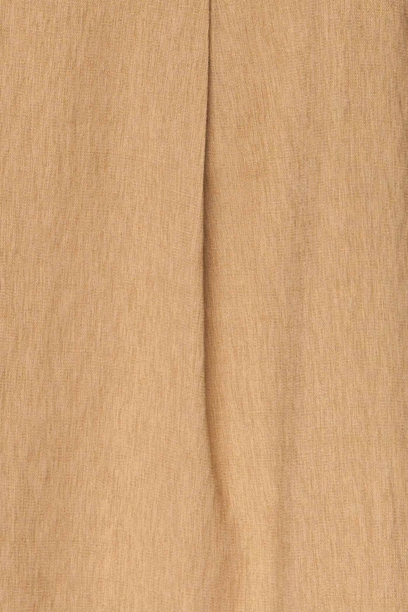 Close-up Haora Brown V-Neck Pleated Top at la petite garçonne