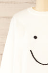 Happie White Knit Crewneck w/ Smiley Face | La petite garçonne front