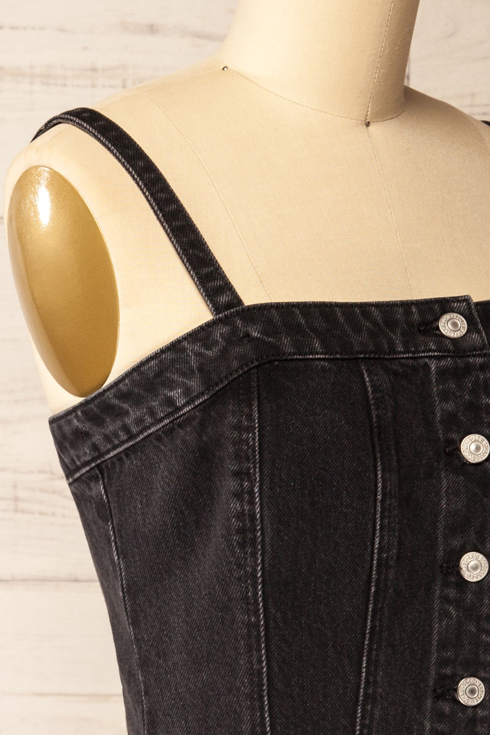 Harare Black Denim Bustier with Pockets | La petite garçonne side
