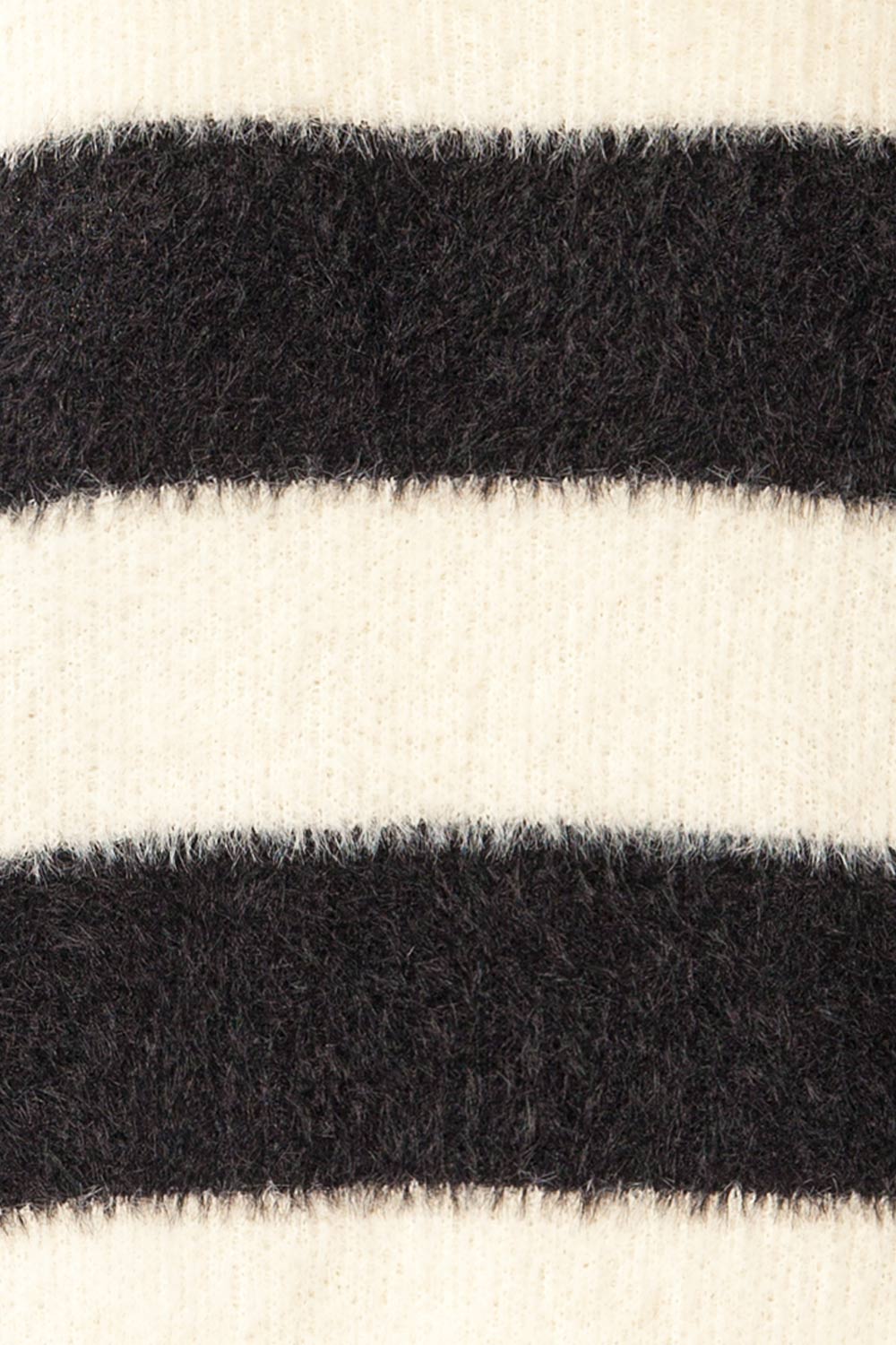 Hardin Black Oversized Striped Fluffy Sweater | La petite garçonne fabric 