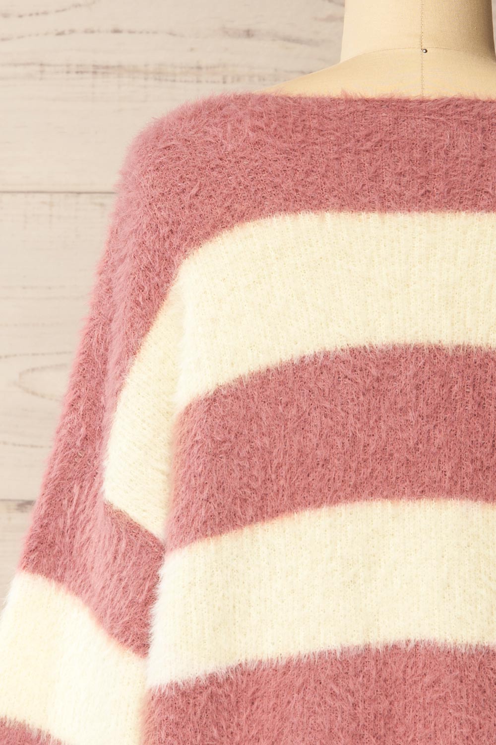 Hardin Mauve Oversized Striped Fluffy Sweater | La petite garçonne back