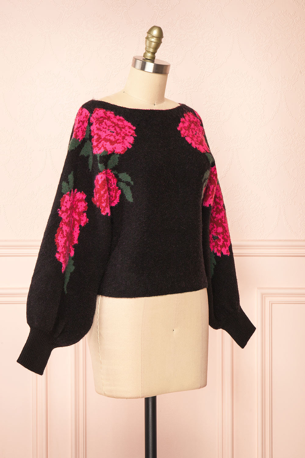 Hargeisa Black Knit Sweater w/ Boat Neckline | Boutique 1861 side view