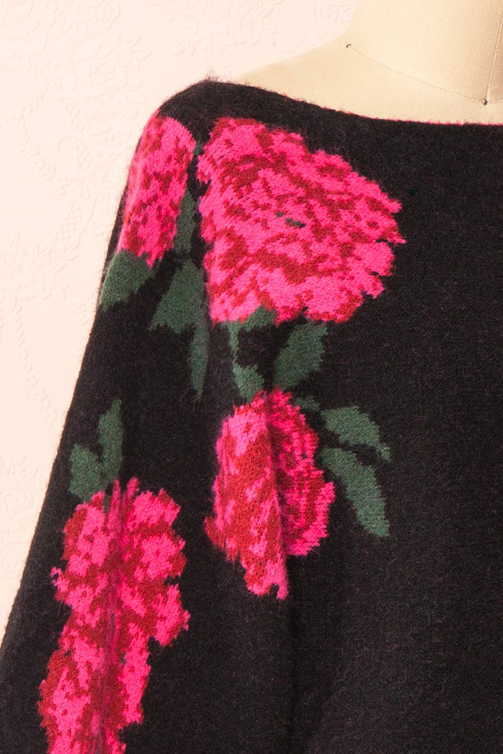 Hargeisa Black Knit Sweater w/ Boat Neckline | Boutique 1861 side close-up