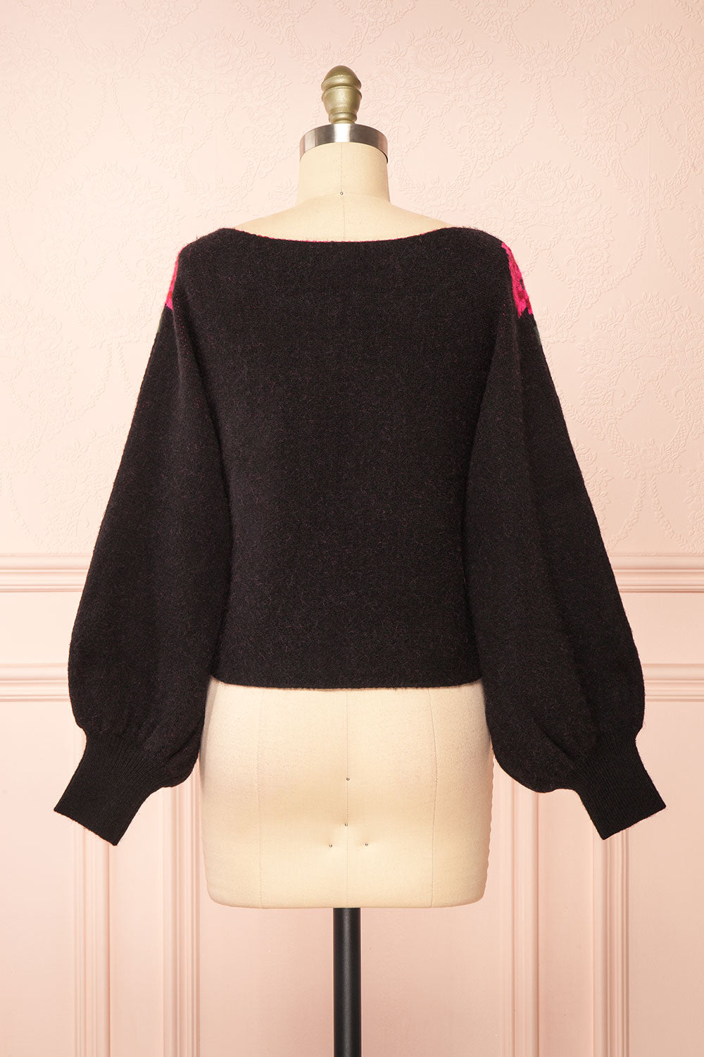 Hargeisa Black Knit Sweater w/ Boat Neckline | Boutique 1861 back view