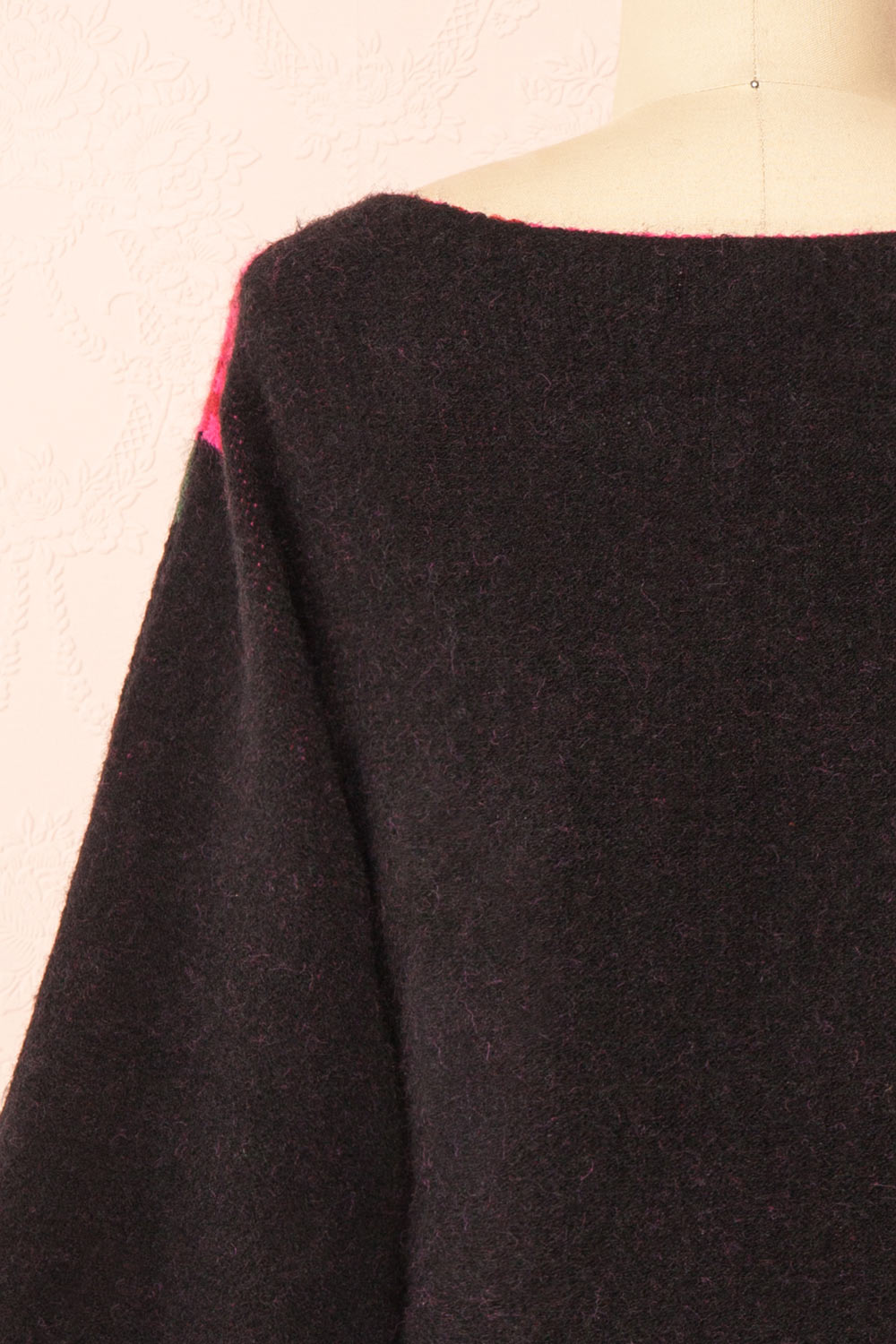 Hargeisa Black Knit Sweater w/ Boat Neckline | Boutique 1861 back close-up