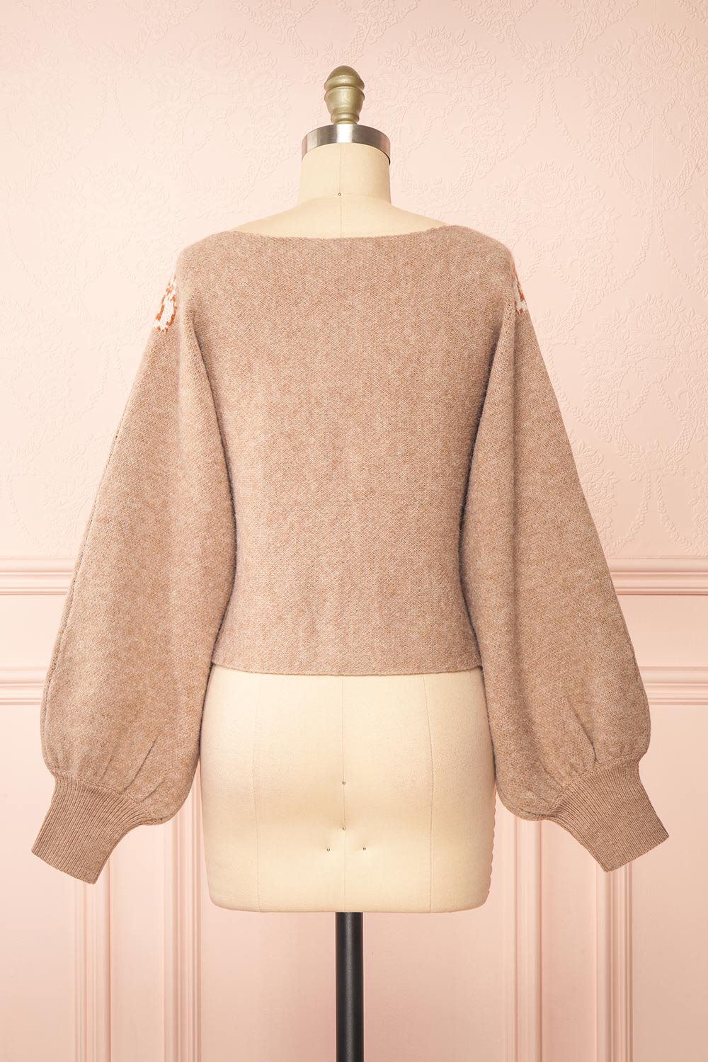 Hargeisa Taupe Knit Sweater w/ Boat Neckline | Boutique 1861 back view
