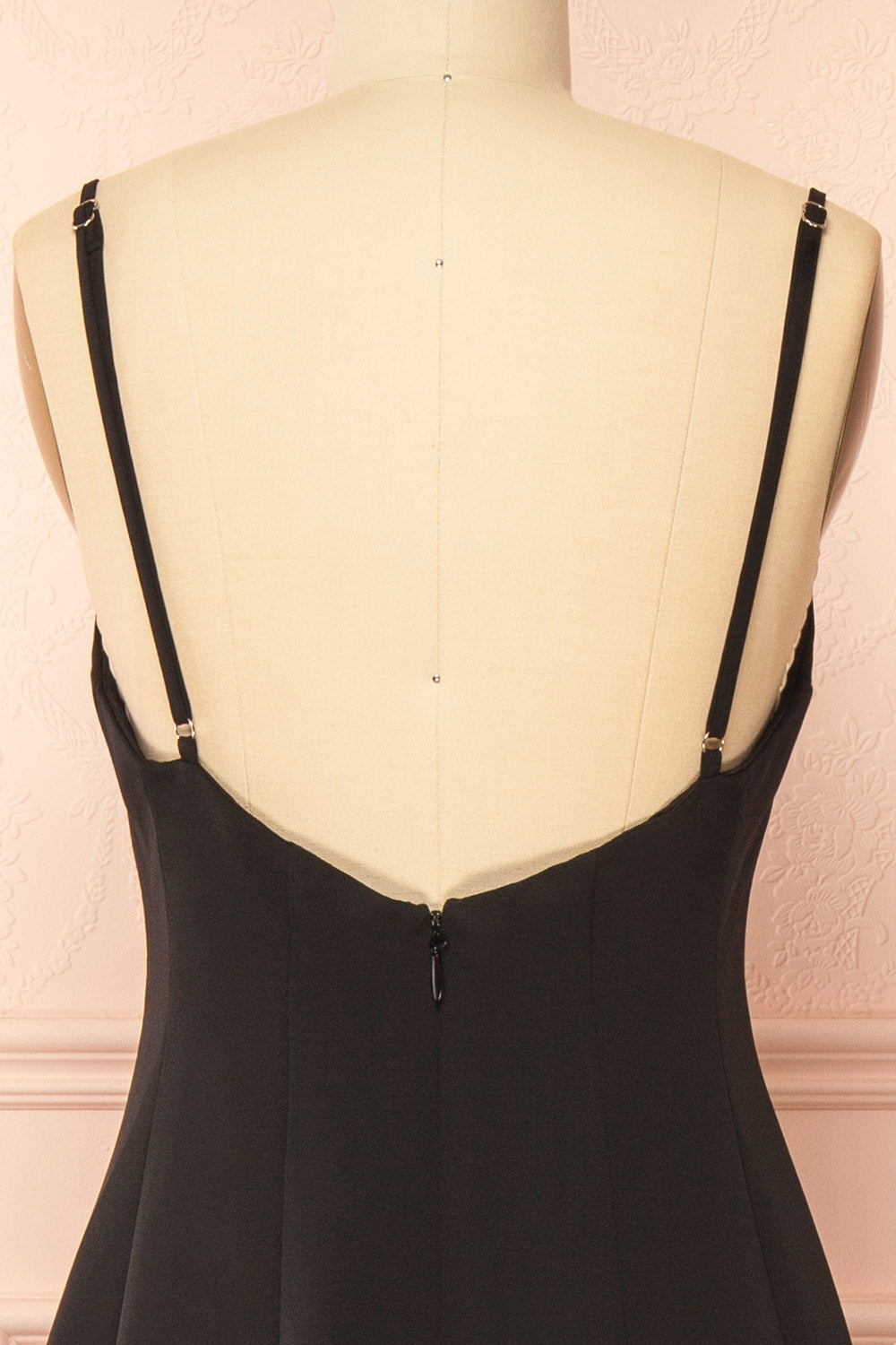 Hariette Black A-Line Midi Dress with V-Neck | Boutique 1861 back