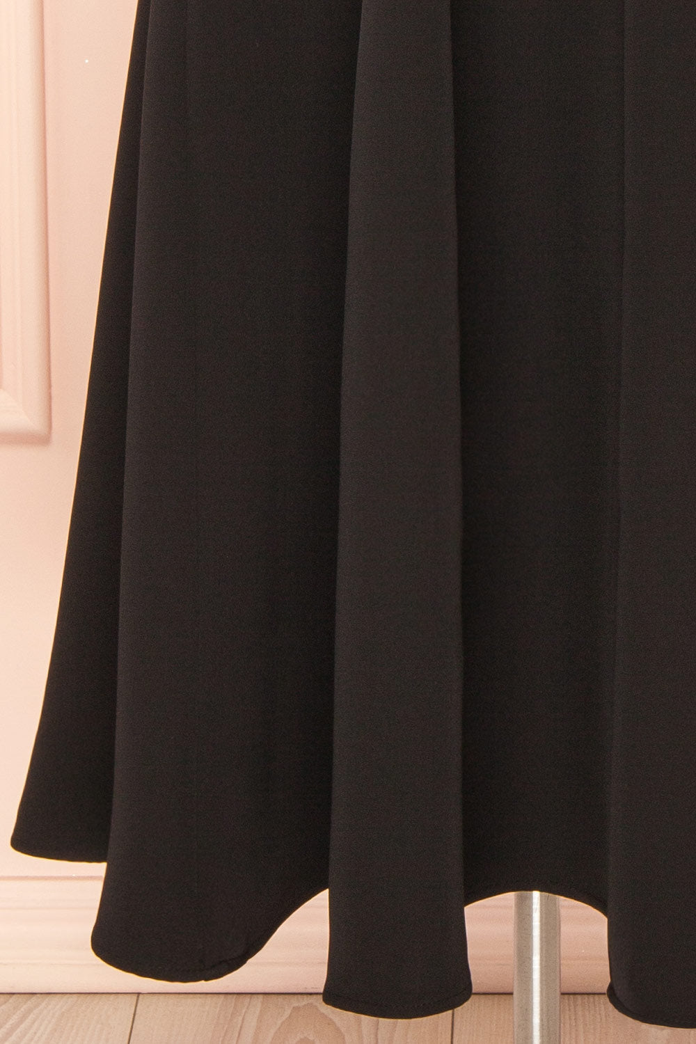 Hariette Black A-Line Midi Dress with V-Neck | Boutique 1861 bottom 