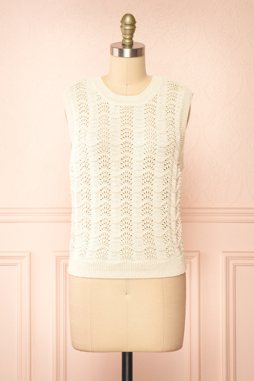 Harim Ivory Openwork Knit Sweater Vest | Boutique 1861 front view