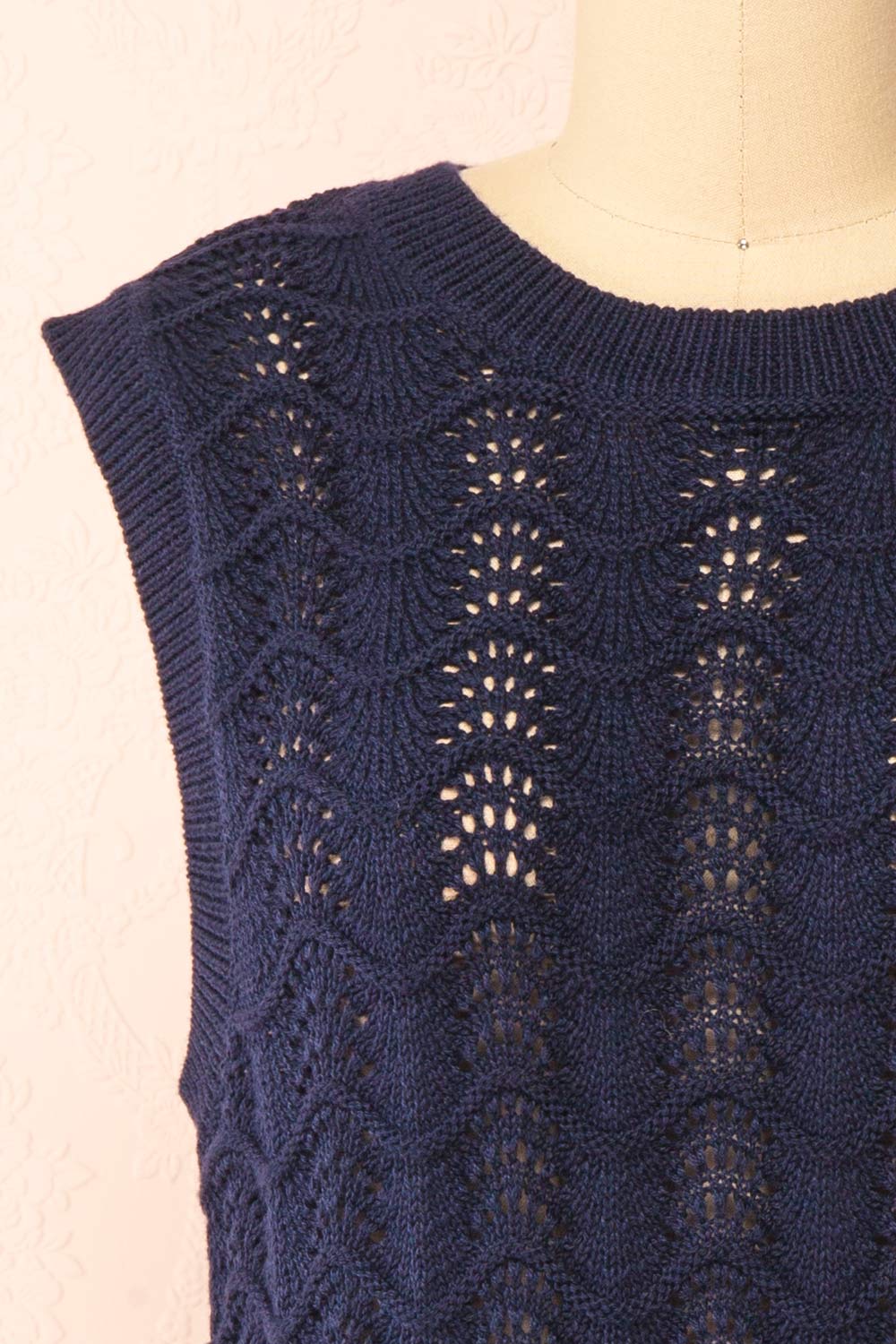 Harim Navy Openwork Knit Sweater Vest | Boutique 1861  front