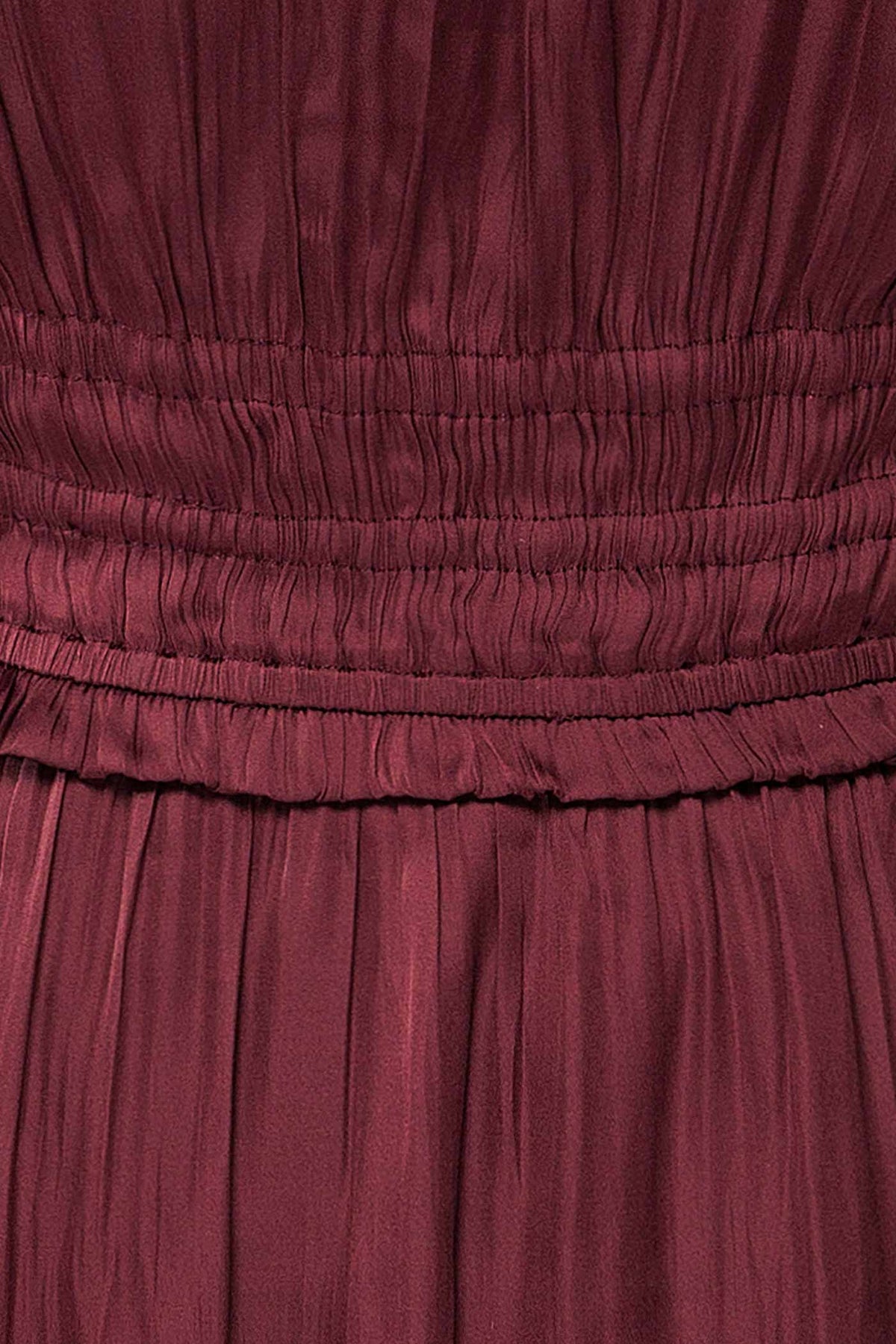 Harrisburg Burgundy | Long Sleeve Satin Smocked Mini Dress