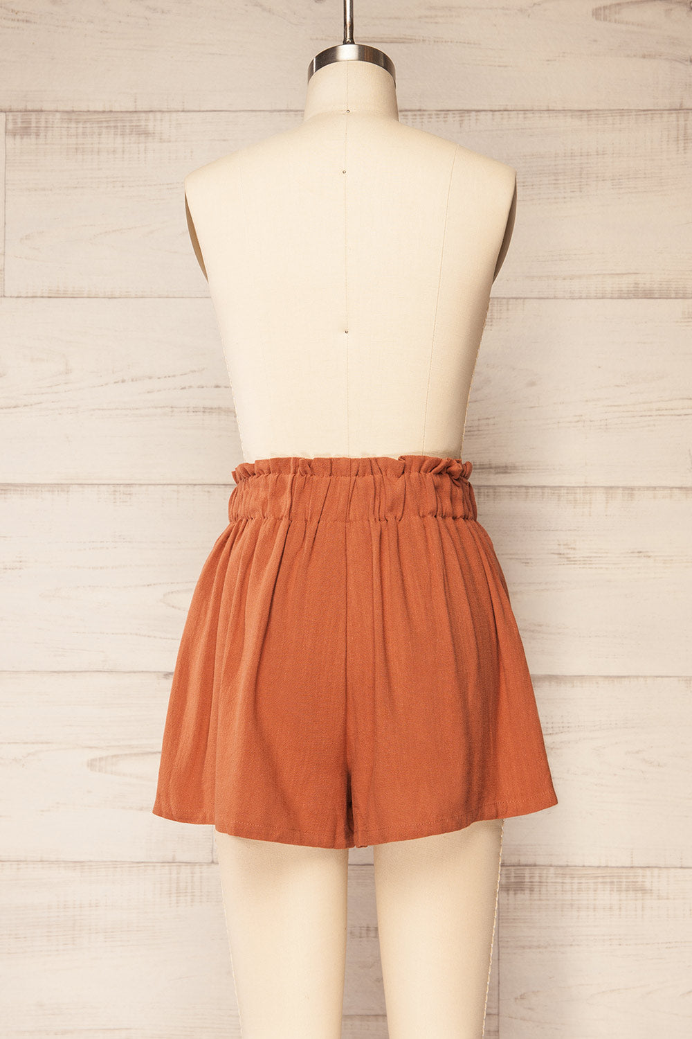 Hatherleigh Rust Loose Shorts w/ Elastic Waist | La petite garçonne back view