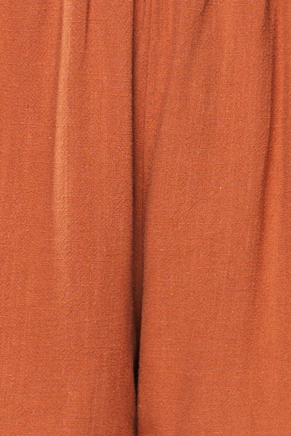 Hatherleigh Rust Loose Shorts w/ Elastic Waist | La petite garçonne fabric 