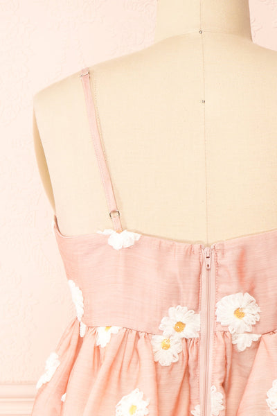 Haure Ruffled Pink Floral Crop Top | Boutique 1861 back close-up