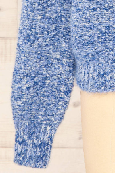 Hautmont Blue Round Collar Knitted Sweater | La petite garçonne sleeve close-up