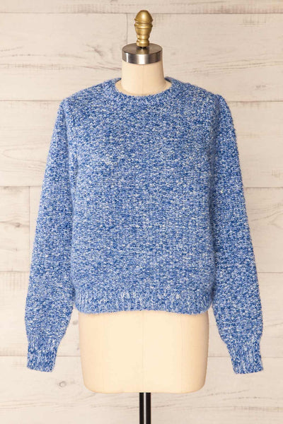 Hautmont Blue Round Collar Knitted Sweater | La petite garçonne front view