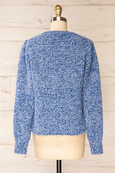Hautmont Blue Round Collar Knitted Sweater | La petite garçonne back view