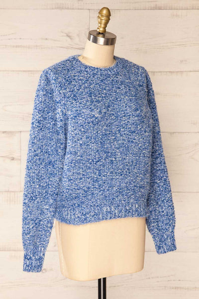 Hautmont Blue Round Collar Knitted Sweater | La petite garçonne side view