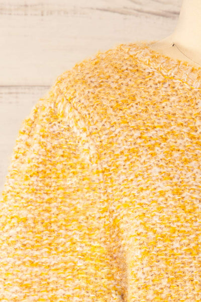 Hautmont Yellow Round Collar Knitted Sweater | La petite garçonne side close-up
