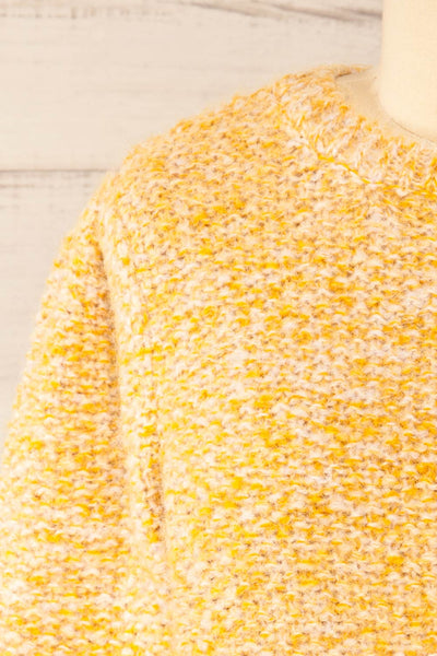 Hautmont Yellow Round Collar Knitted Sweater | La petite garçonne front close-up