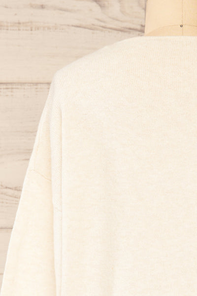 Havre Ivory Soft Knit V-Neck Sweater | La petite garçonne  back close-up