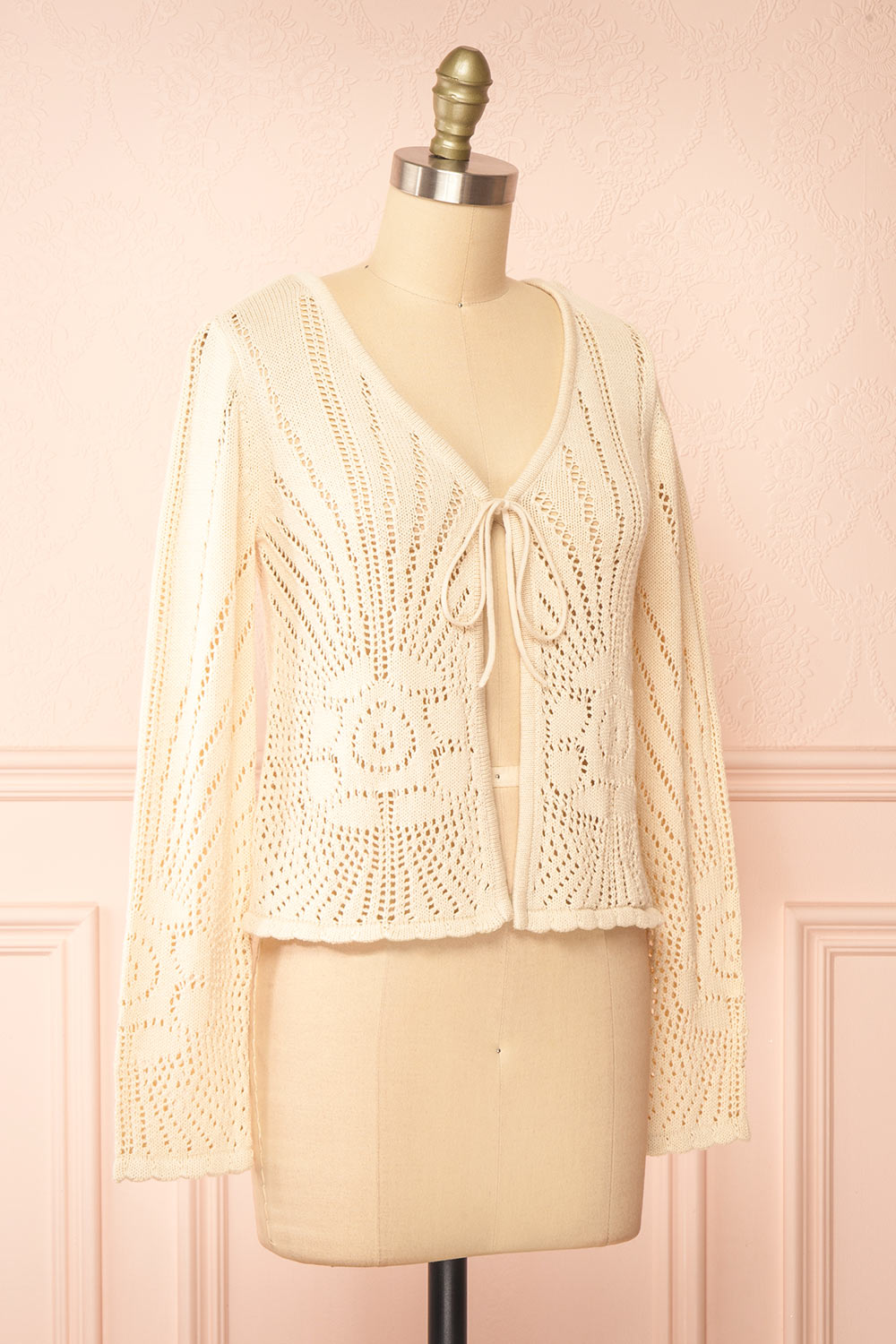 Hayle Beige Knit Cardigan | Boutique 1861 side view
