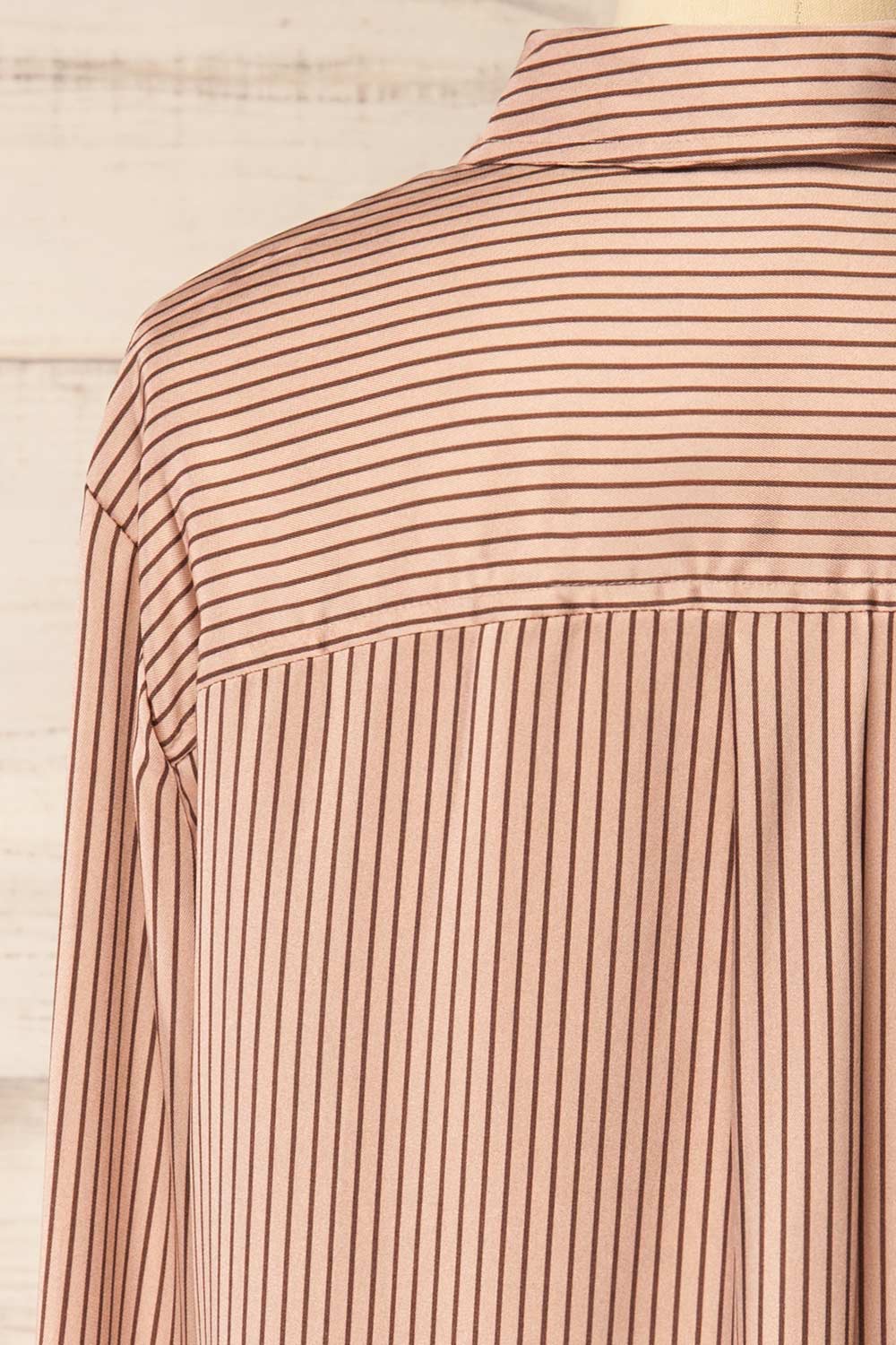 Hazro Silky Taupe Striped Shirt | La petite garçonne back