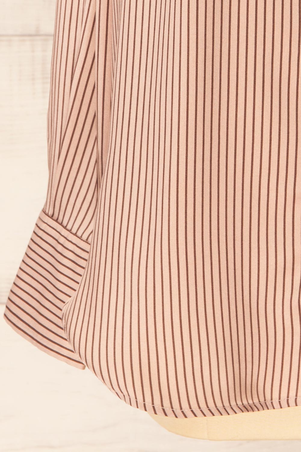 Hazro Silky Taupe Striped Shirt | La petite garçonne sleeve