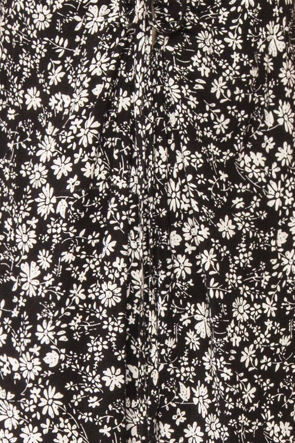 Hecate Black Jumpsuit w/ White Floral Motif | Boutique 1861 fabric