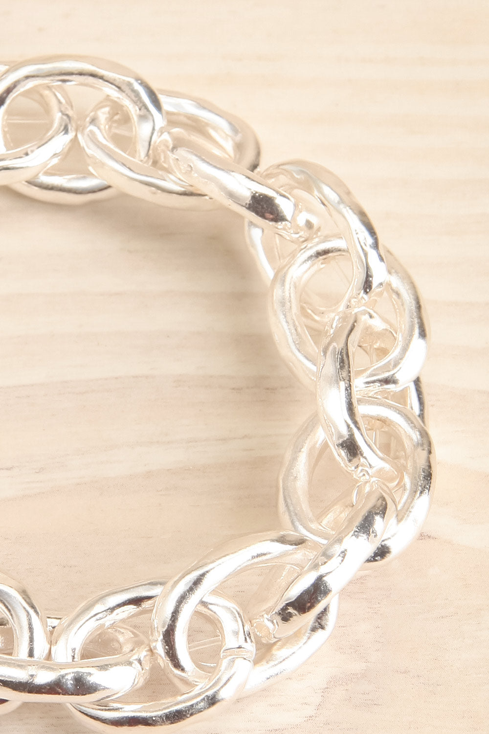 Hedylogos Silver Elastic Chain Link Bracelet | La petite garçonne close-up