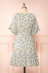 Heina Short Blue Floral Dress w/ Puffy Sleeves | Boutique 1861 back view