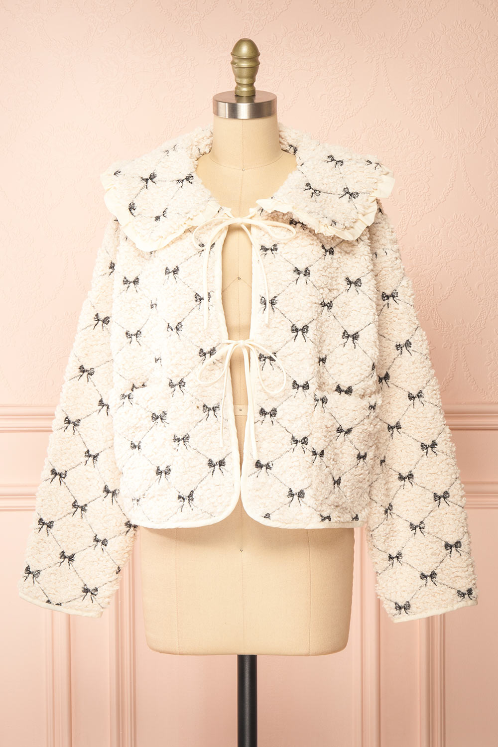 Heira Ivory Sherpa Jacket w/ Peter Pan Collar | Boutique 1861 front view