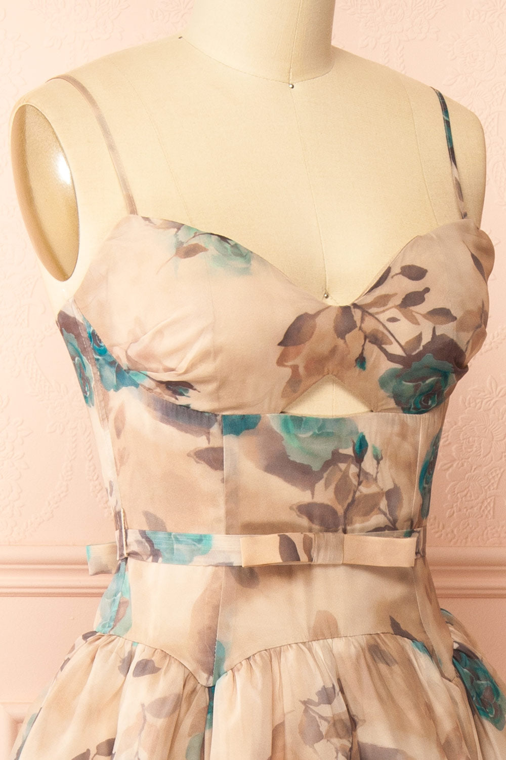 Helenia Long Floral Dress with Sweetheart Neckline | Boutique 1861 side