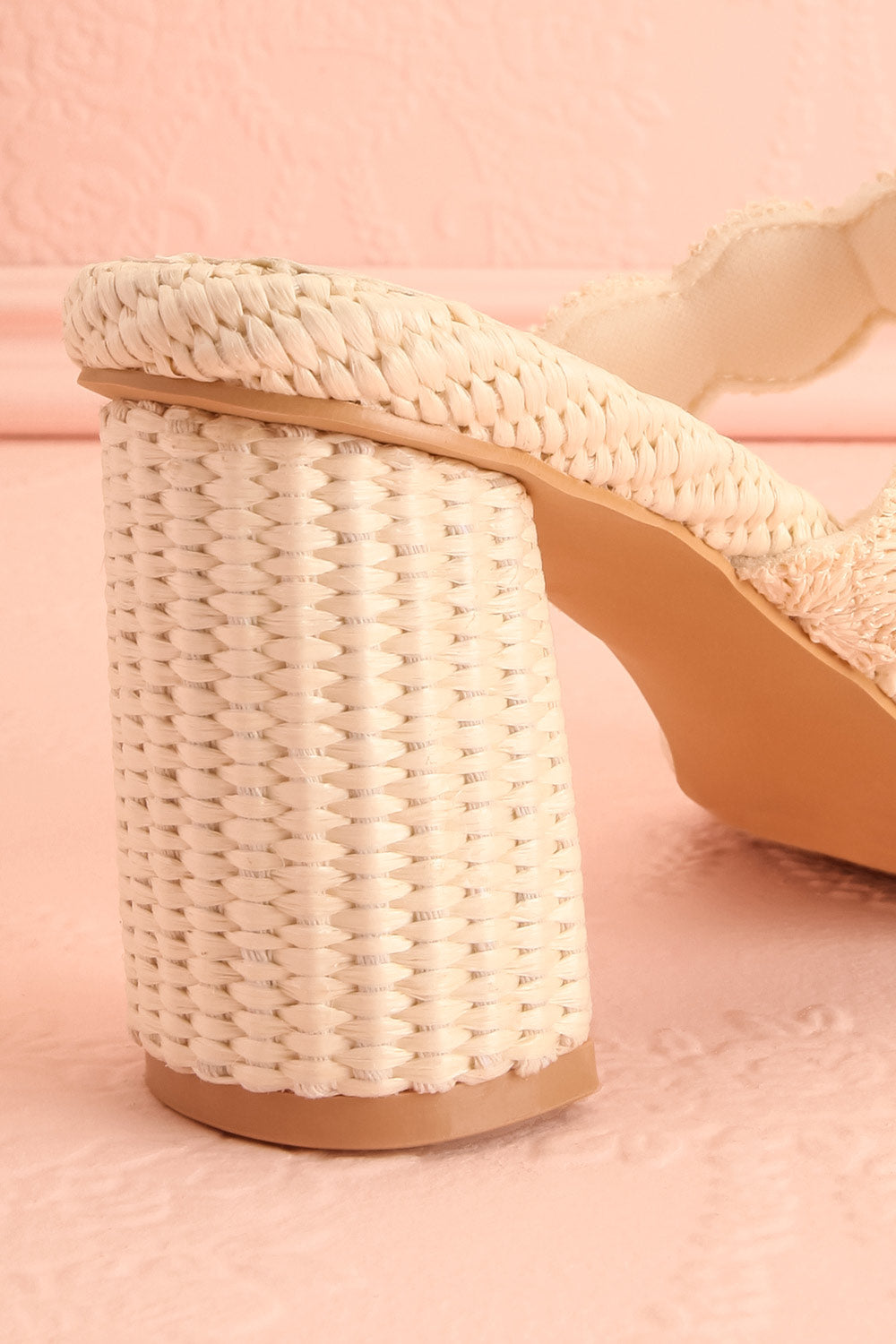 Helenna | Heeled Sandals with Floral Straps and Pearls