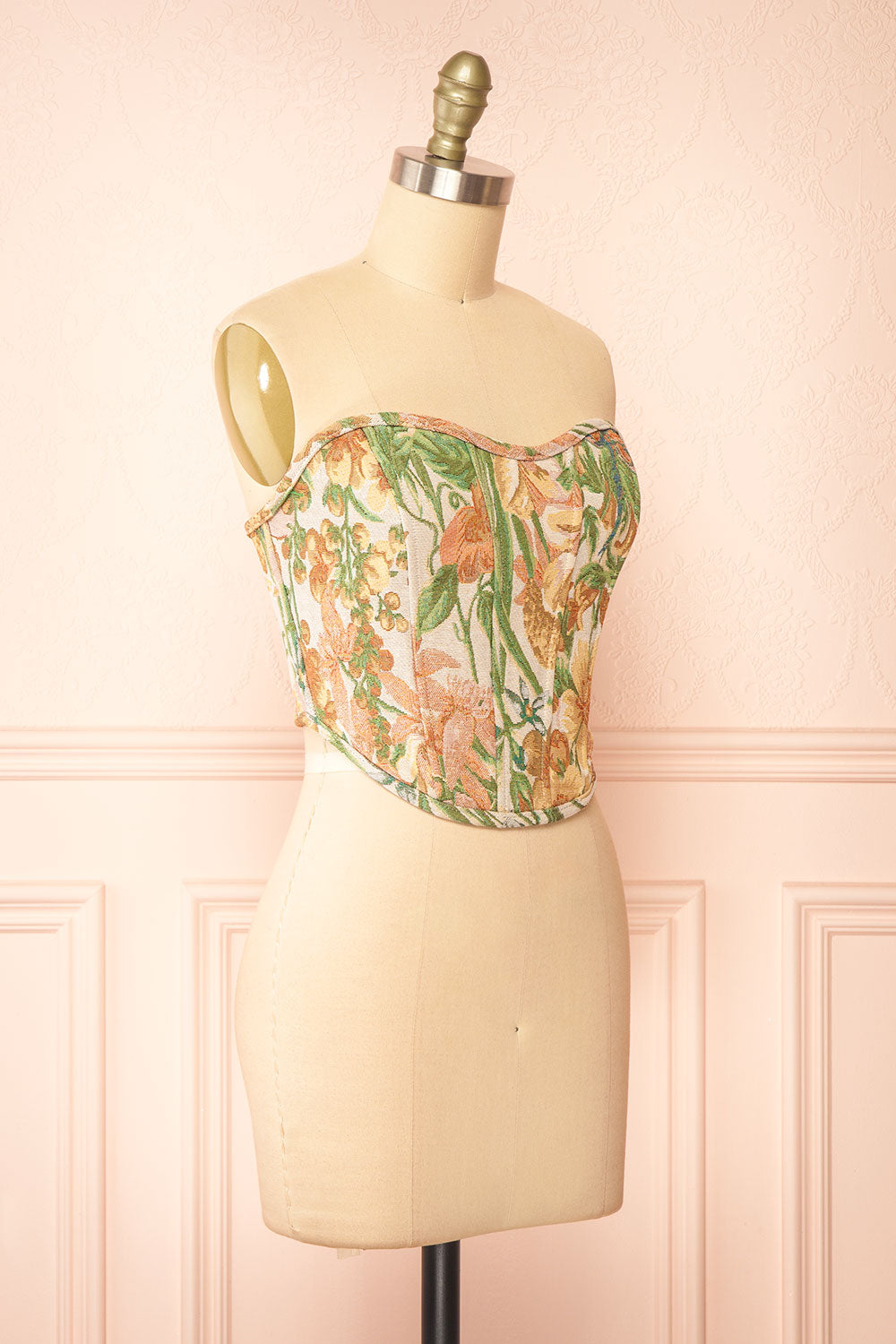 Helicia Floral Jacquard Cropped Corset | Boutique 1861 side view