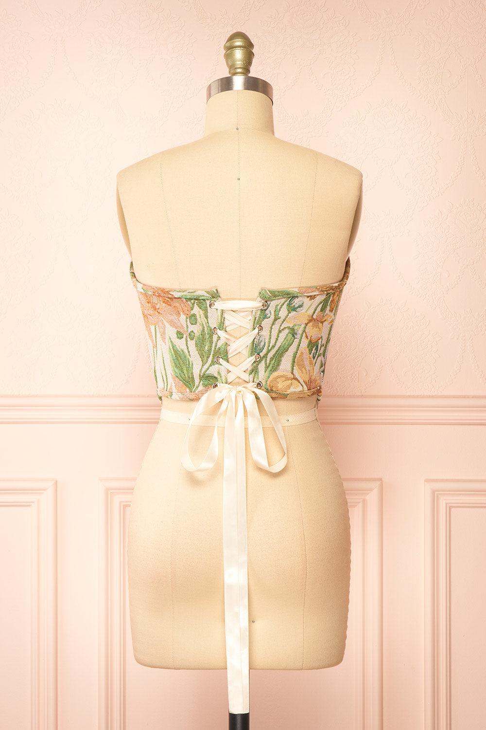 Helicia Floral Jacquard Cropped Corset | Boutique 1861 back view